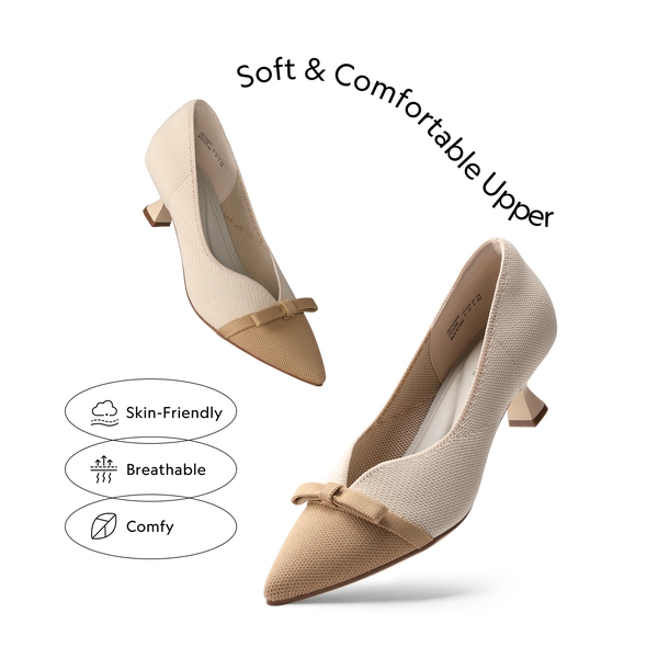 Comfortable Dressy Bow Pumps - APRICOT-BEIGE - 5